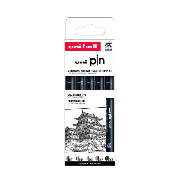 Uni Pin Fine Line Marker 5-set 01 - 0.9mm Black