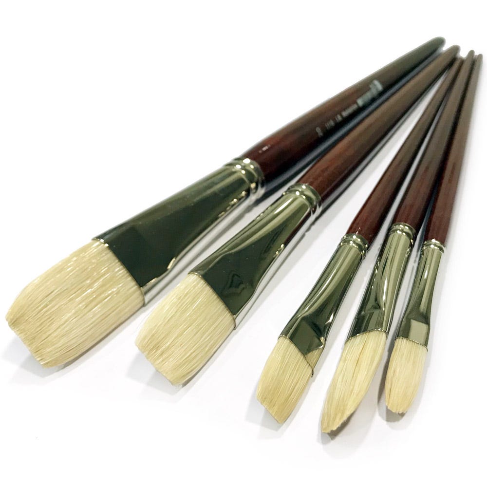 Penselset 5st flat borst interlocked mahogny