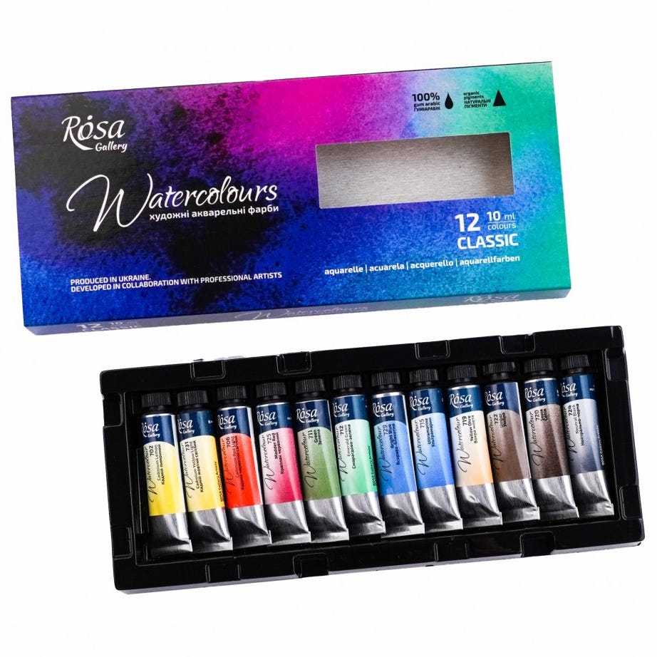 Rosa Gallery akvarell set 12x10ml