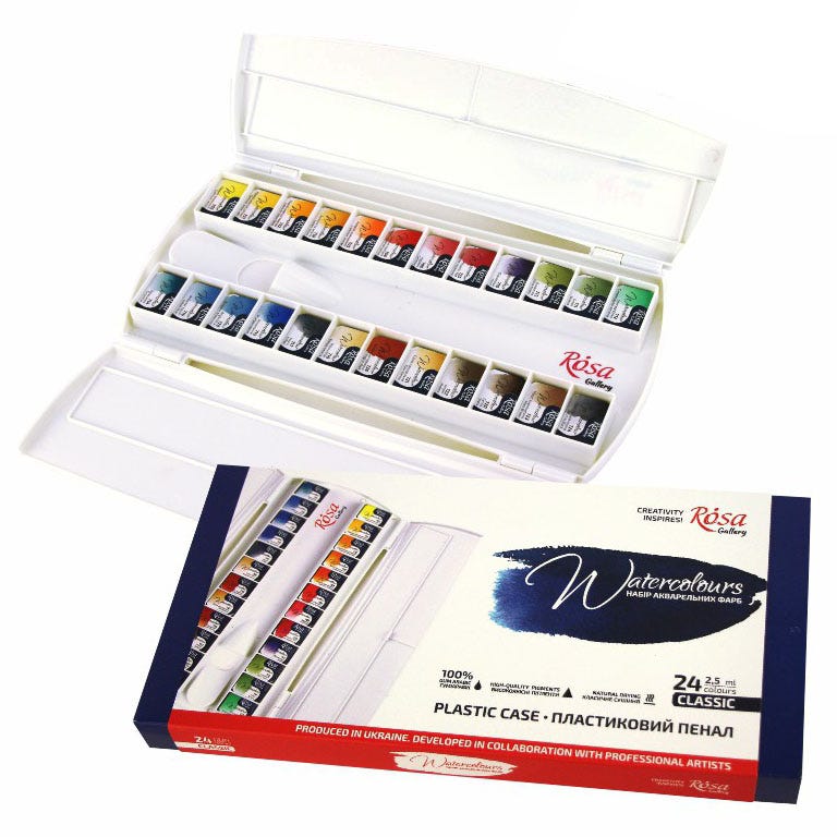 Rosa Gallery akvarell 24set 1/1 plastlåda