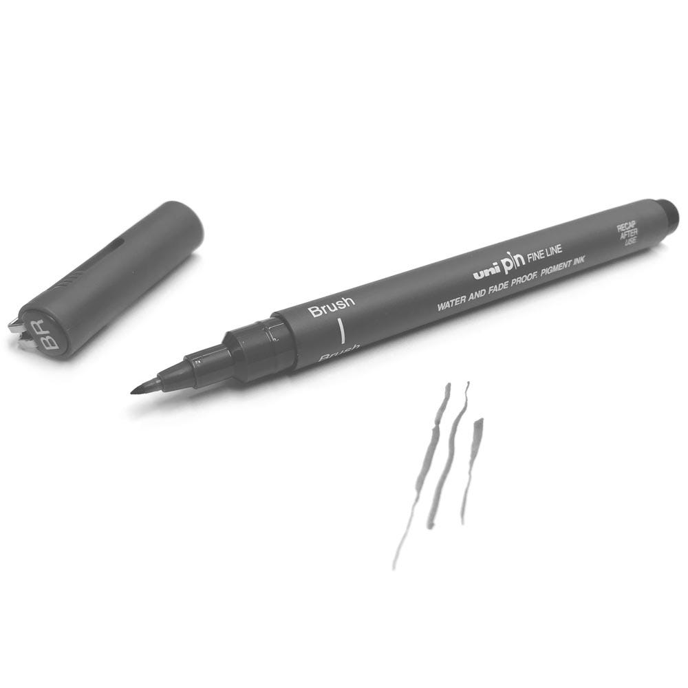 Uni Pin Fine Line Marker Brush Dark Grey