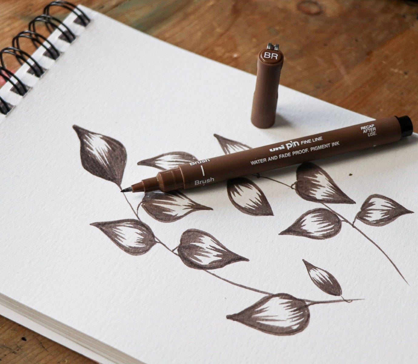 Uni Pin Fine Line Marker Brush Sepia