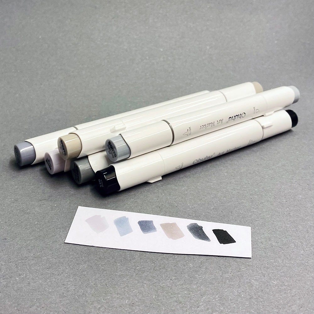 Ohuhu Artmarker 6-set Neutral Tones