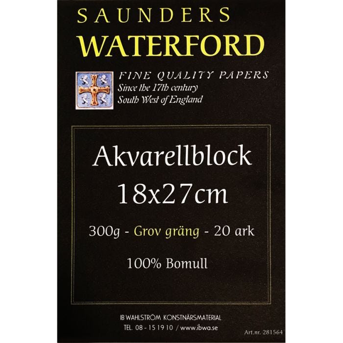 Saunders Waterford akvarellblock 18x27cm Grov 300g 20ark