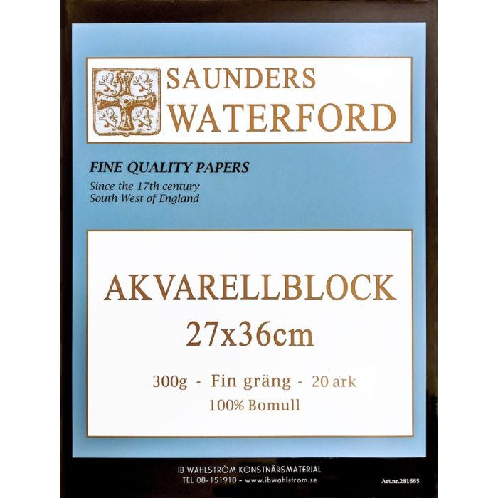 Saunders Waterford akvarellblock 27x36cm Fin 300g 20ark