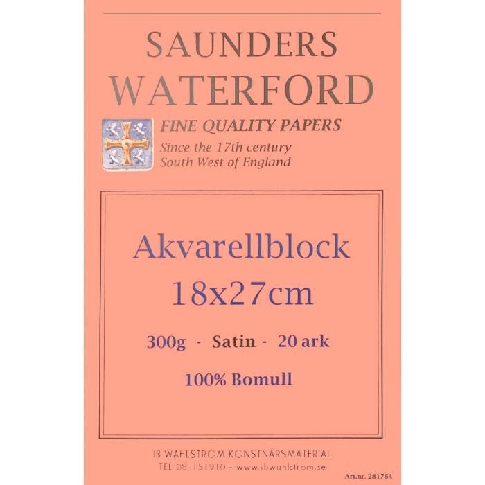 Saunders Waterford akvarellblock 18x27cm Satin 300g 20ark
