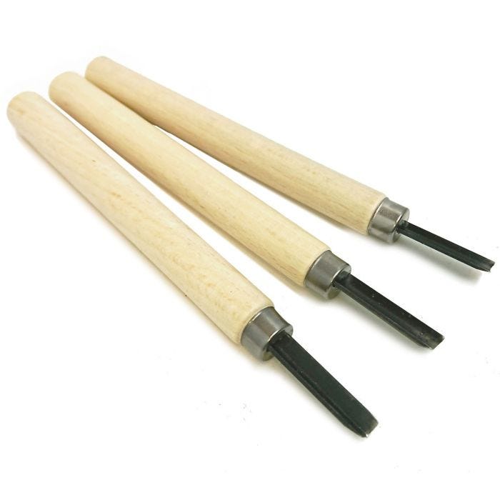 Linoknivar set om 3 st (v,V,u)