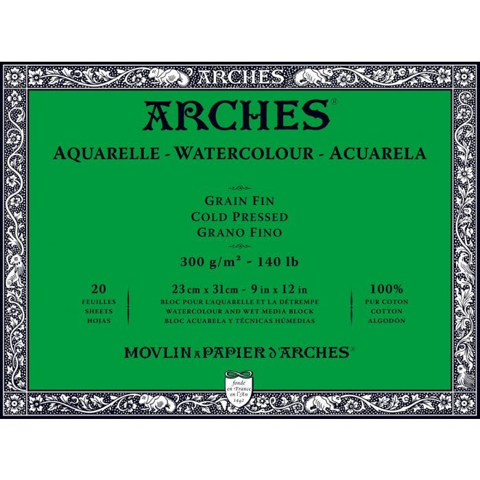 Arches akvarellblock 300g 23x31 Fin 20ark