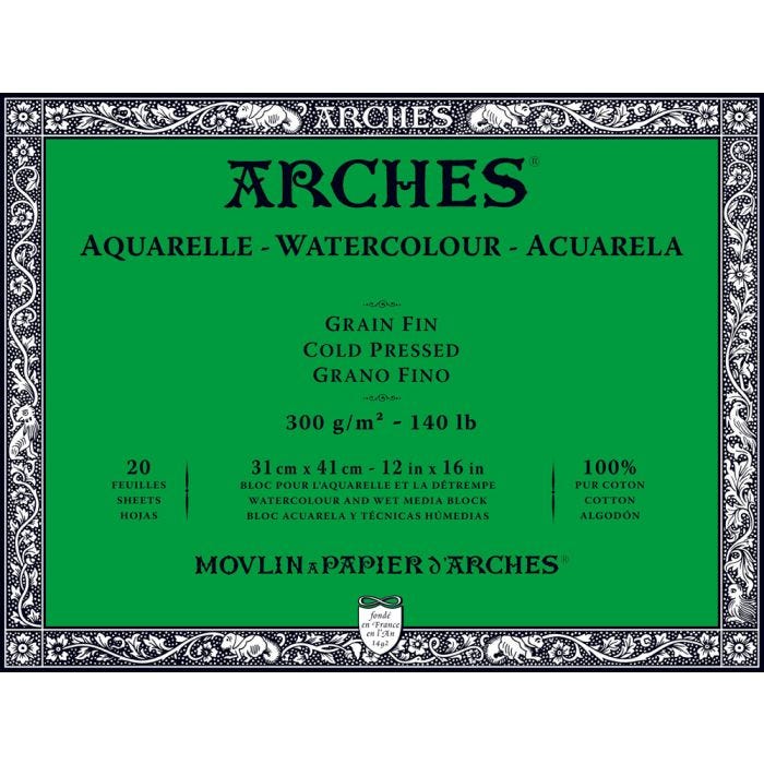 Arches akvarellblock 300g 31x41 Fin 20ark