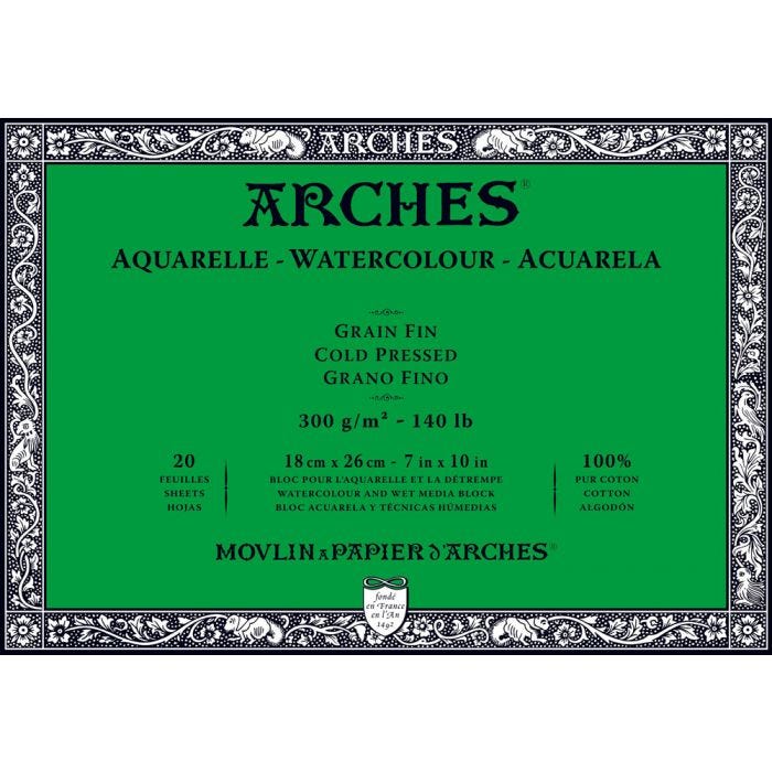 Arches akvarellblock 300g 18x26 Fin 20ark