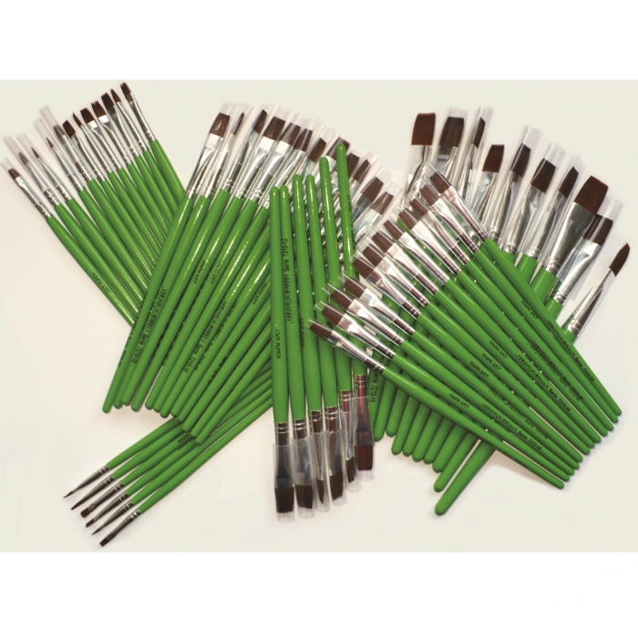 Skolpensel flat syntet burk 57st sorterade storlekar