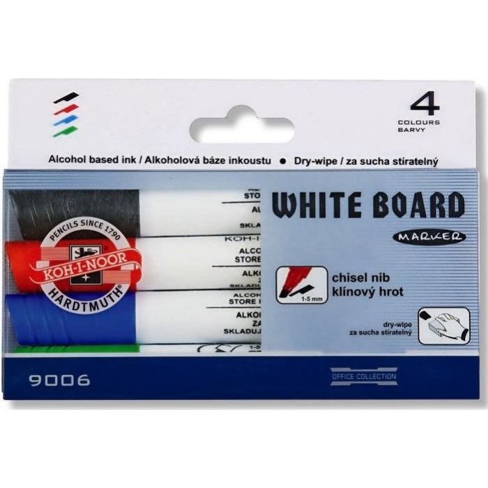 Whiteboard marker Snedskuren spets 4st sort kulörer