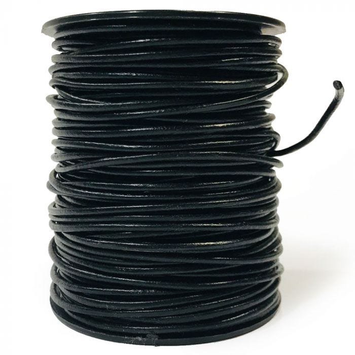 Läderband svart 2mm 22,5m