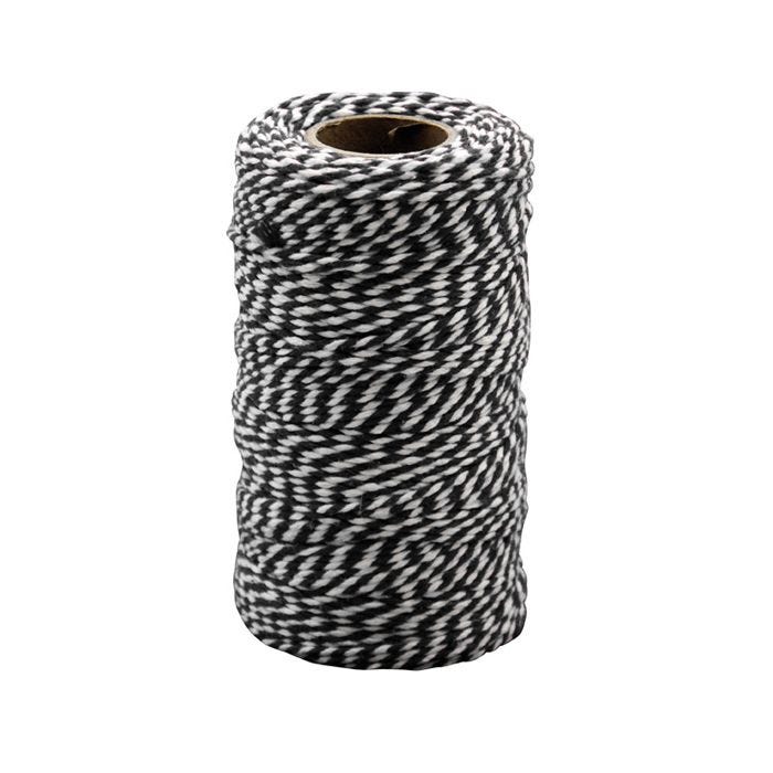 Bomullsnöre svart/vit 100m x 2mm