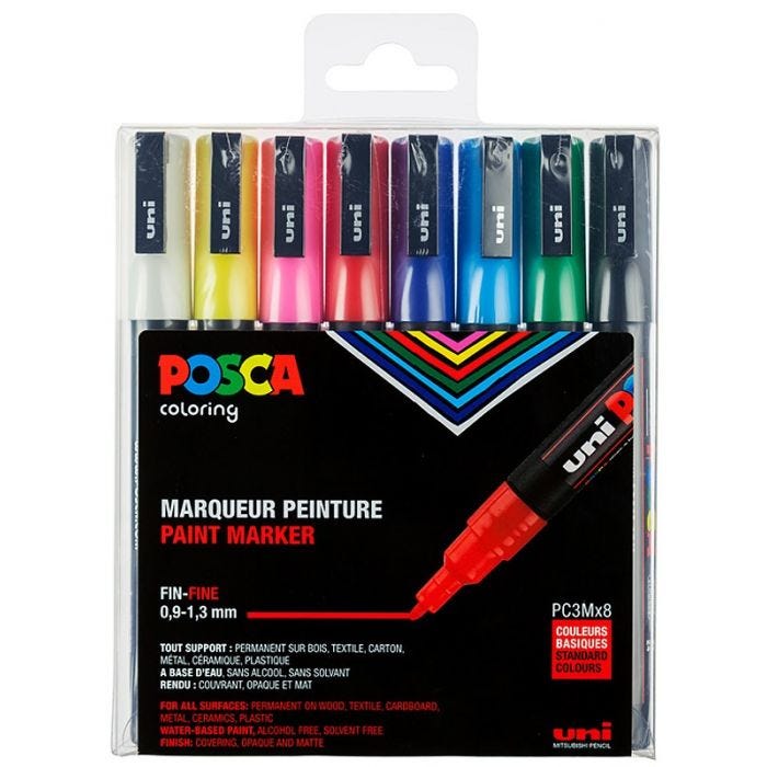 POSCA marker 3M 8-set Standard Färger