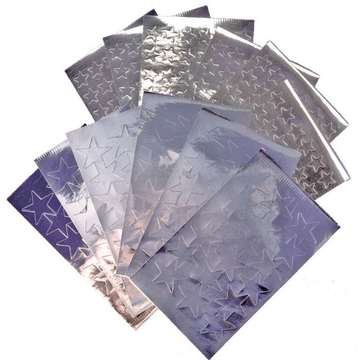 Stickers silverstjärnor 13mm 288st