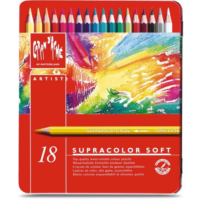 Caran d'Ache akvarell supracolor soft 18-set