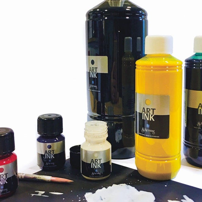 Tusch Art Ink vattenfast 250ml gul•