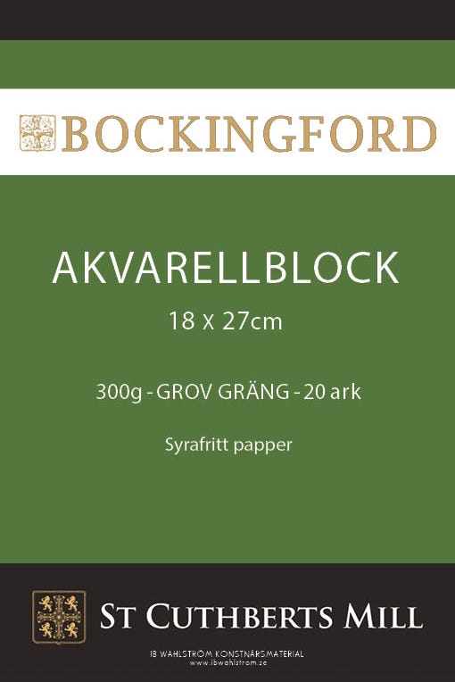 Bockingford block 300g 18x27 Grov 20ark limmad
