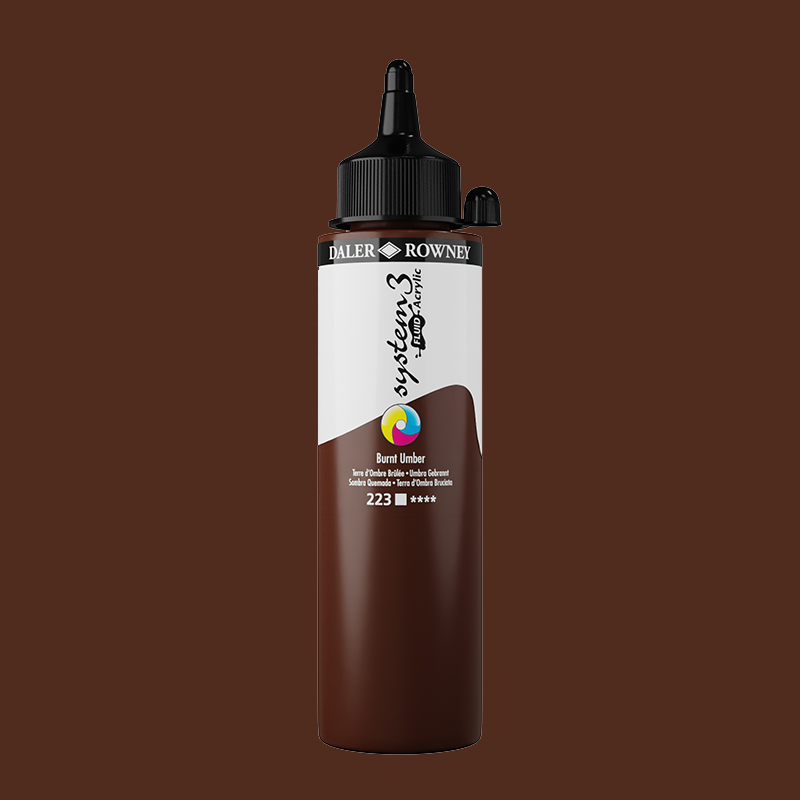 System3 Fluid Acrylic 250ml Burnt Umber