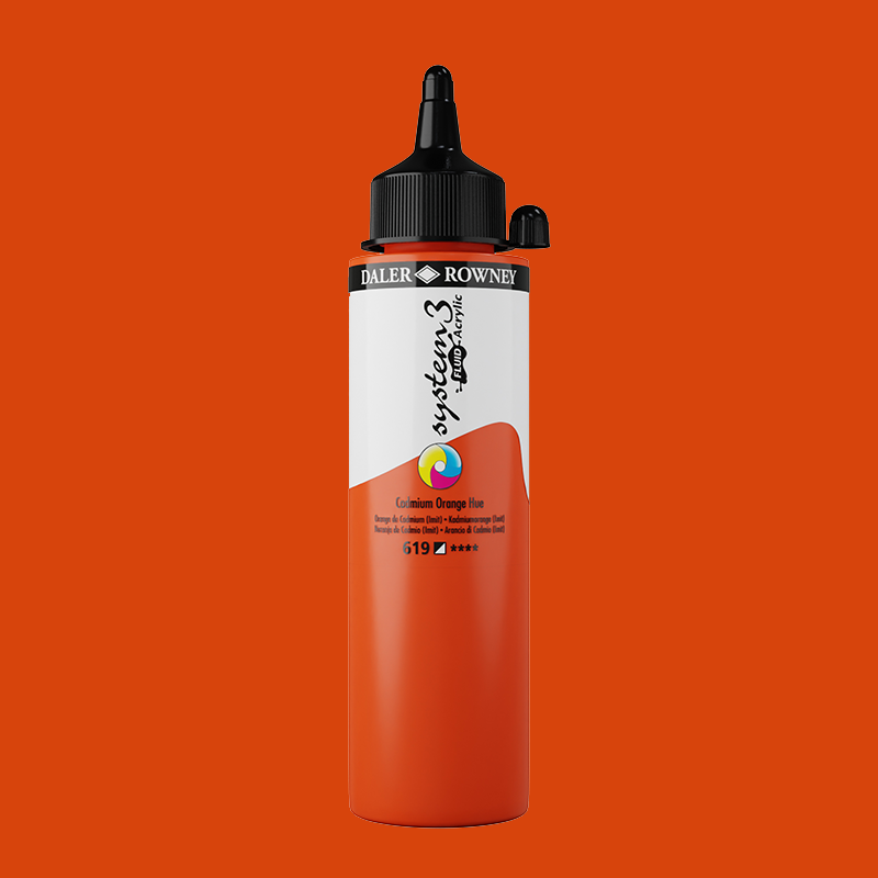 System3 Fluid Acrylic 250ml Cadmium Orange Hue