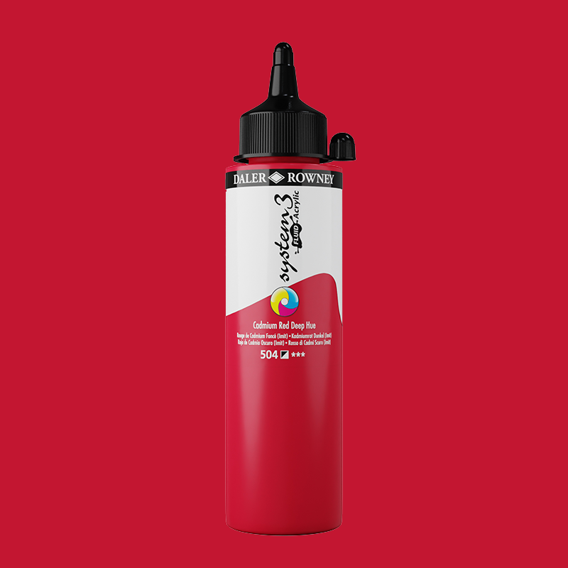 System3 Fluid Acrylic 250ml Cadmium Red Deep Hue