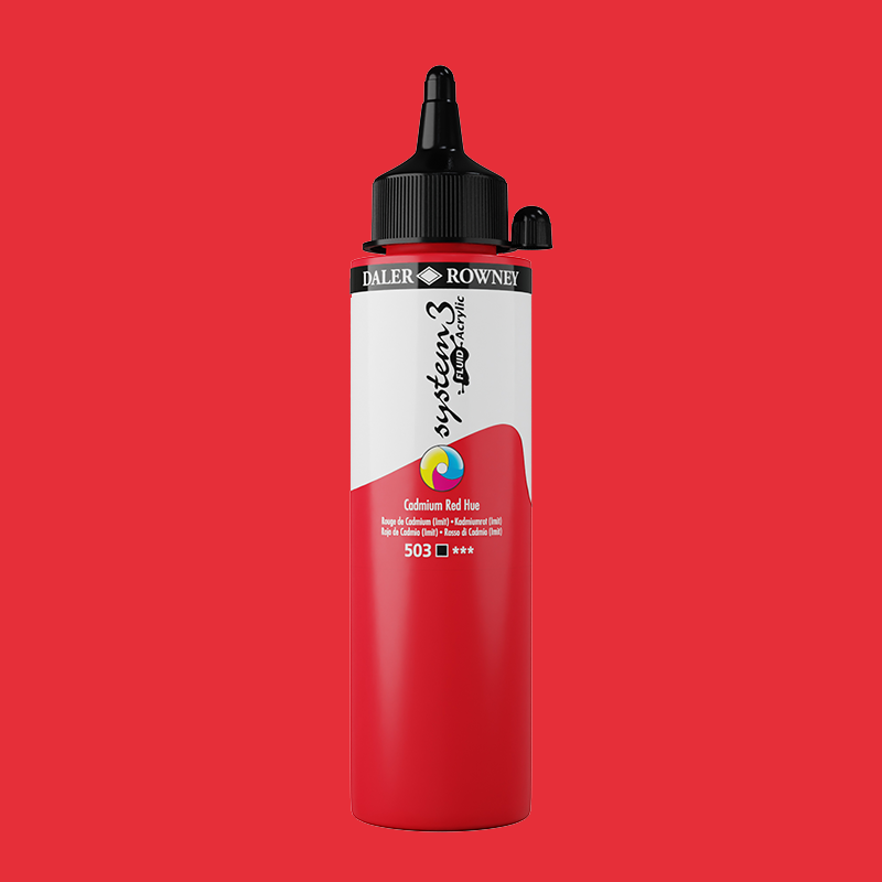 System3 Fluid Acrylic 250ml Cadmium Red Hue