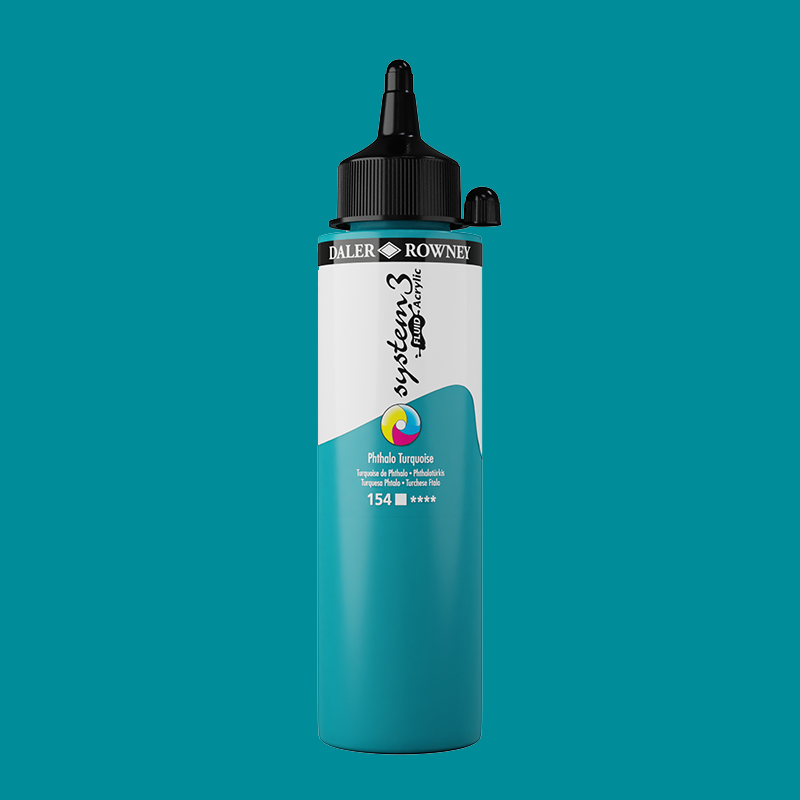 System3 Fluid Acrylic 250ml Phthalo Turquoise