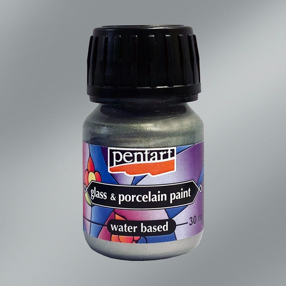Glas och porslinsfärg Pentart 30ml silver