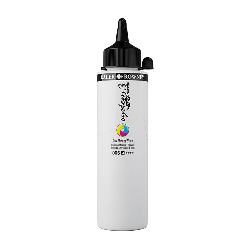 System3 Fluid Acrylic 250ml Zinc Mixing White